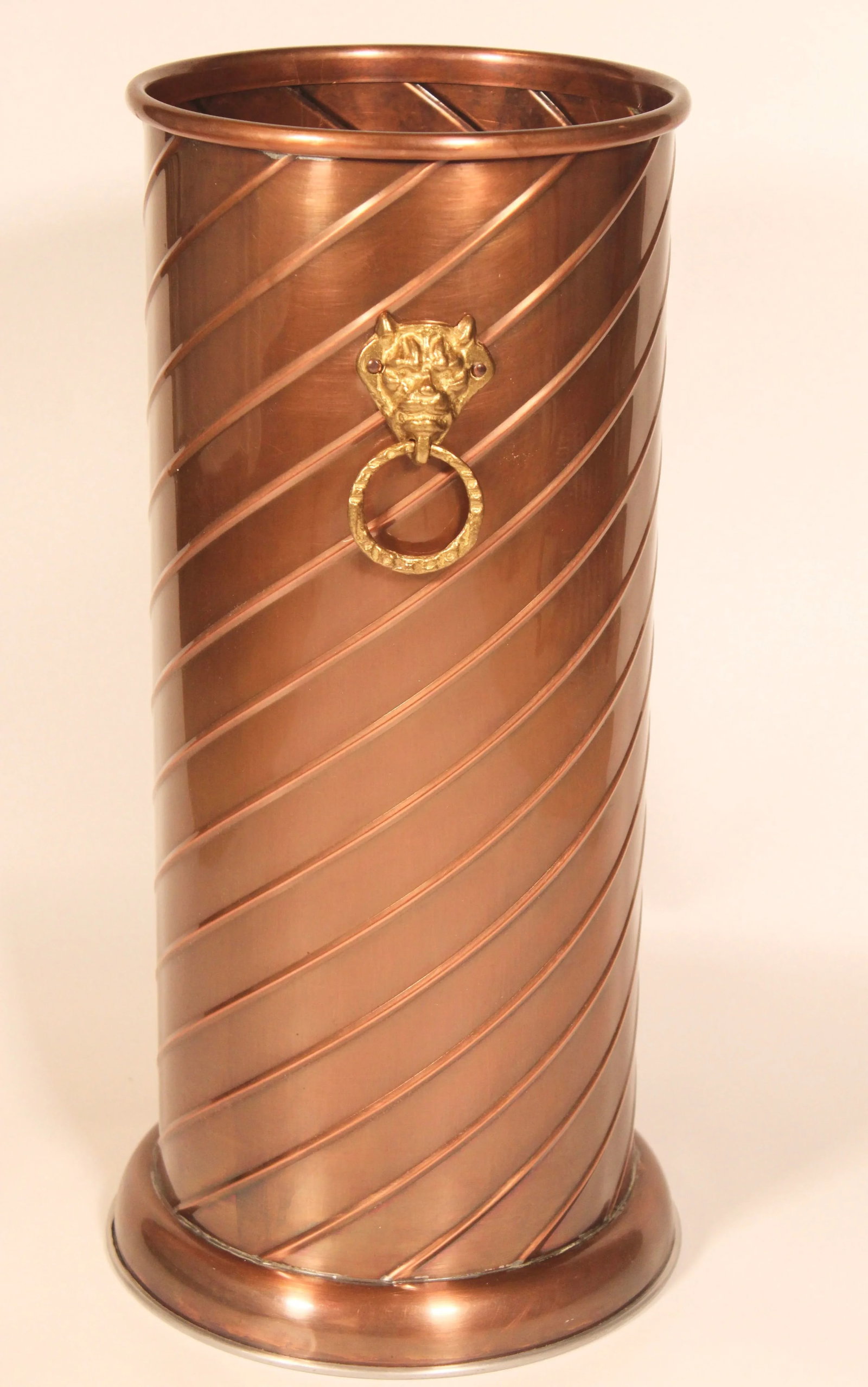Hollywood Regency Brass and Copper Cane Holder / Umbrella Stand - 3