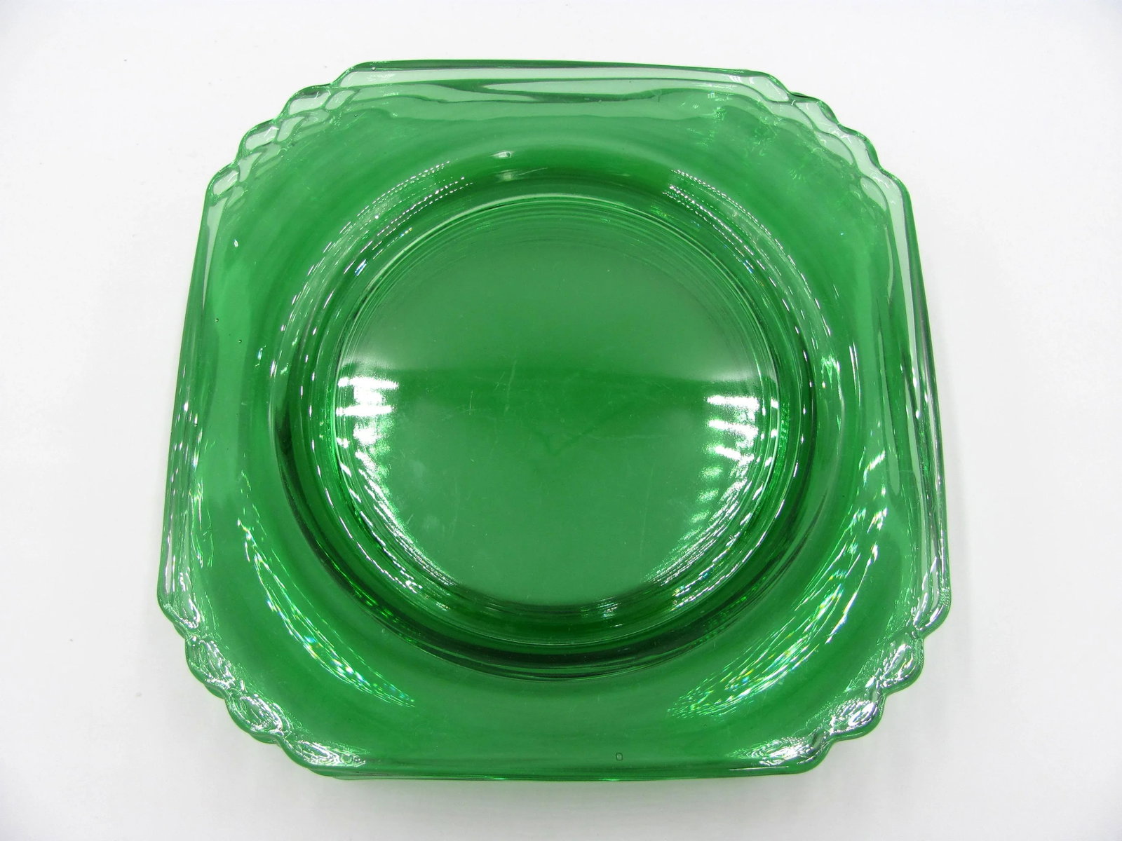 1930s American Fostoria Mayfair Green Square Salad or Dessert Plates - Set of 6 - 3