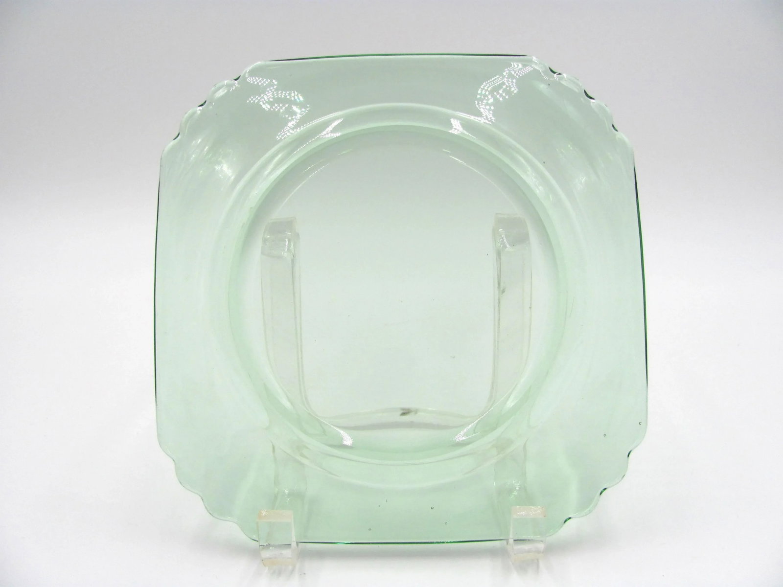 1930s American Fostoria Mayfair Green Square Salad or Dessert Plates - Set of 6 - 5