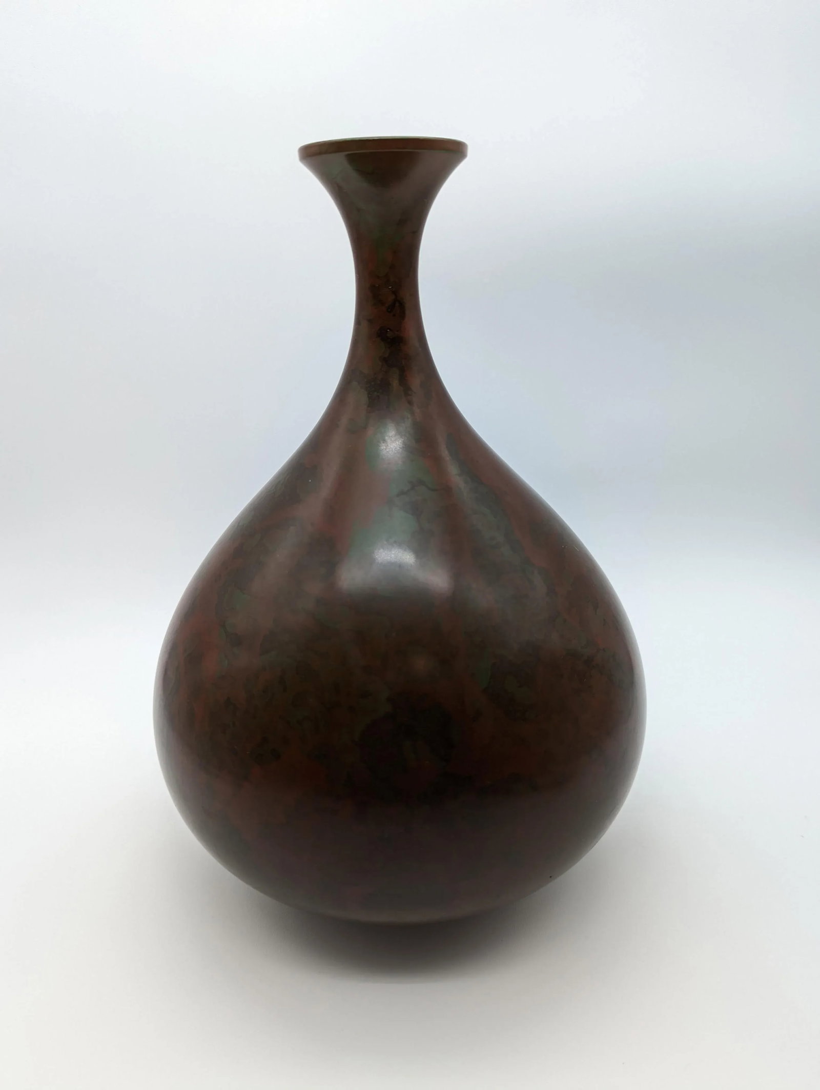 Vintage Japanese Murashido Marbleized Patina Showa Period Bronze Vase, Signed - 5