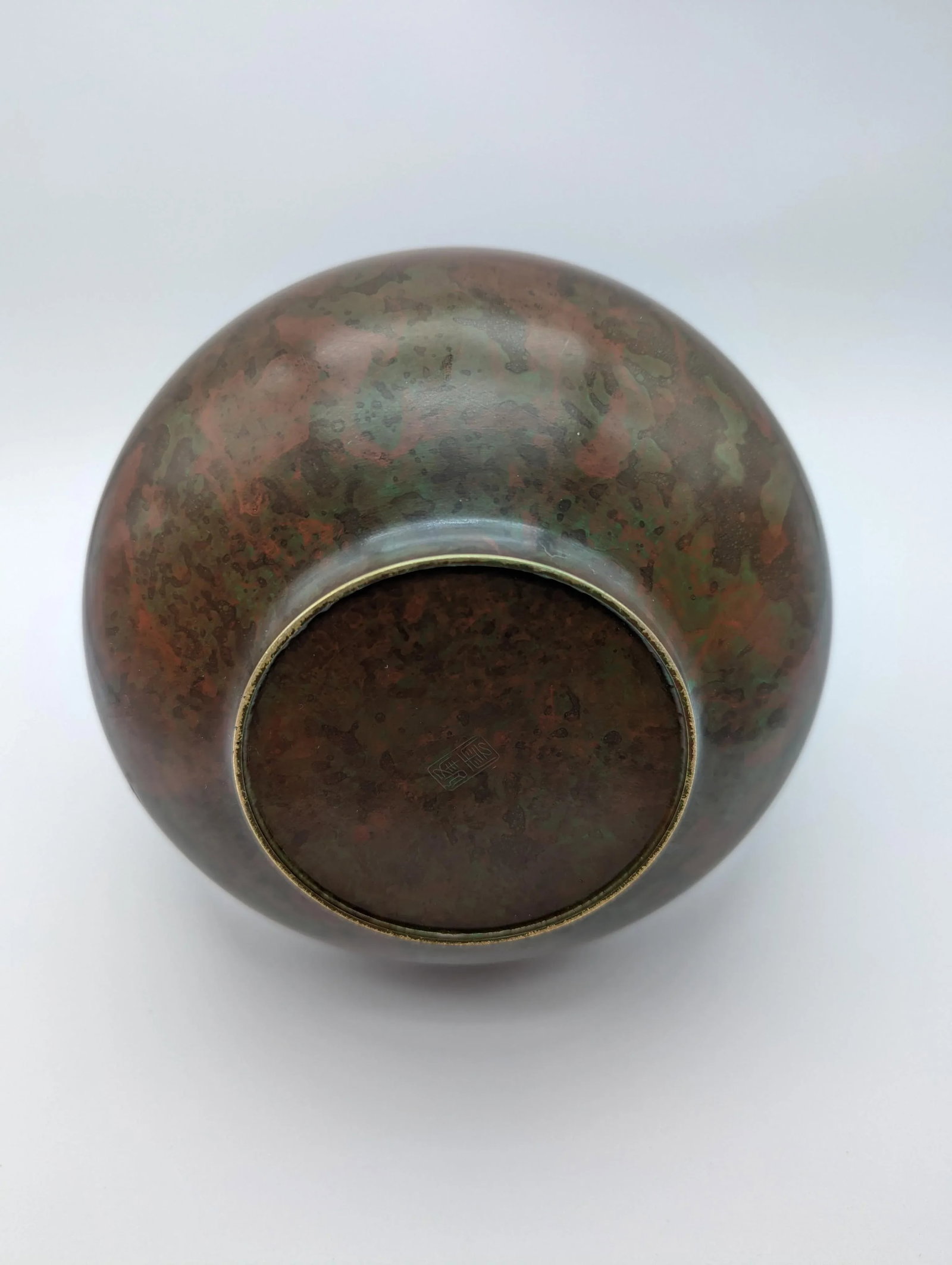 Vintage Japanese Murashido Marbleized Patina Showa Period Bronze Vase, Signed - 8