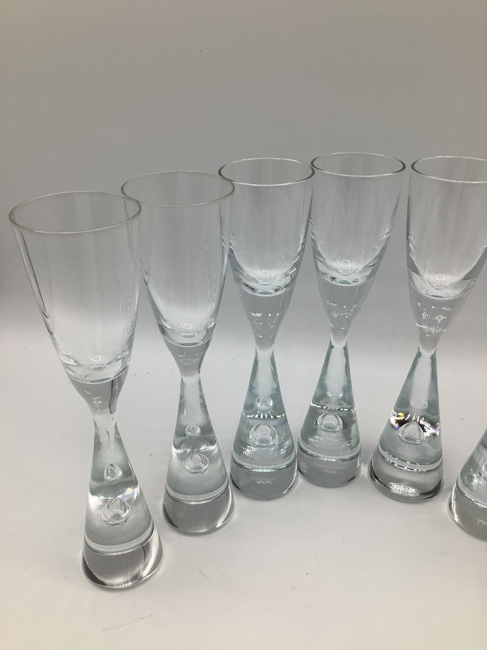50's Holmegaard Denmark Princess Teardrop Crystal Cordial Flutes by Bent Severin - Set of 8 - 2