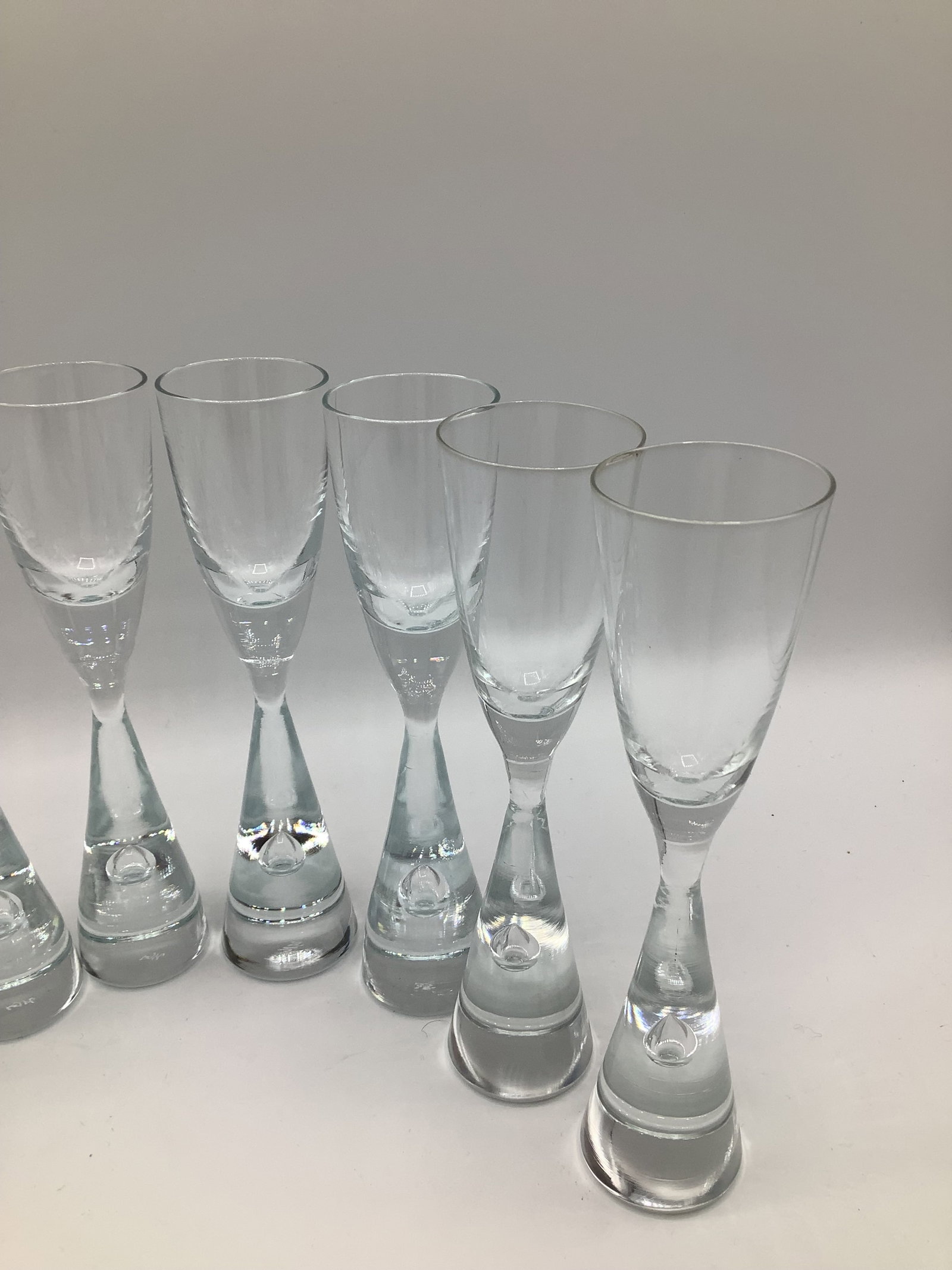 50's Holmegaard Denmark Princess Teardrop Crystal Cordial Flutes by Bent Severin - Set of 8 - 3