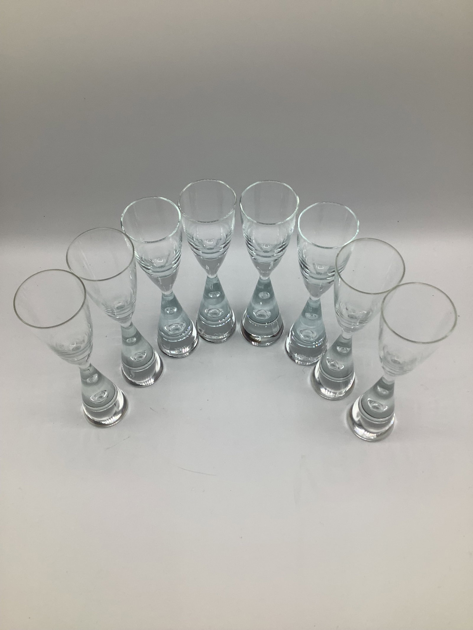 50's Holmegaard Denmark Princess Teardrop Crystal Cordial Flutes by Bent Severin - Set of 8 - 9
