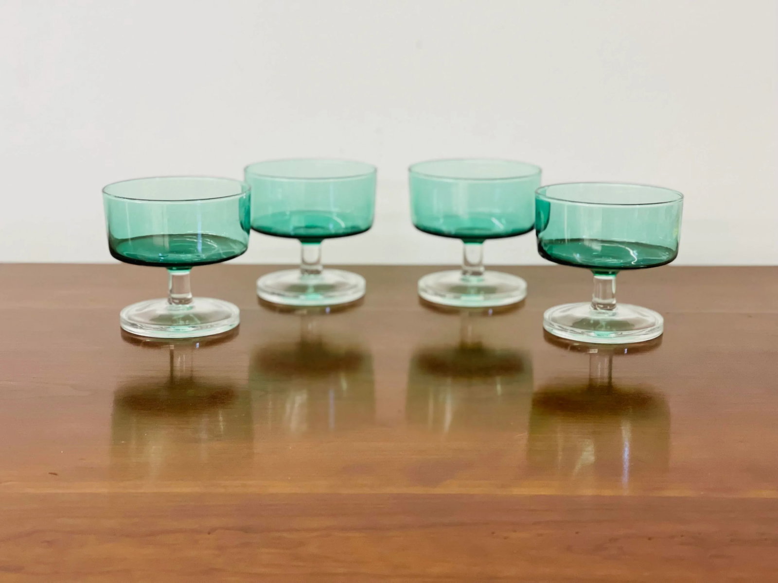 Vintage Mid-Century Modern French Cristal D'Arques Cavalier Green Champagne Coupes - Set of 4 - 10
