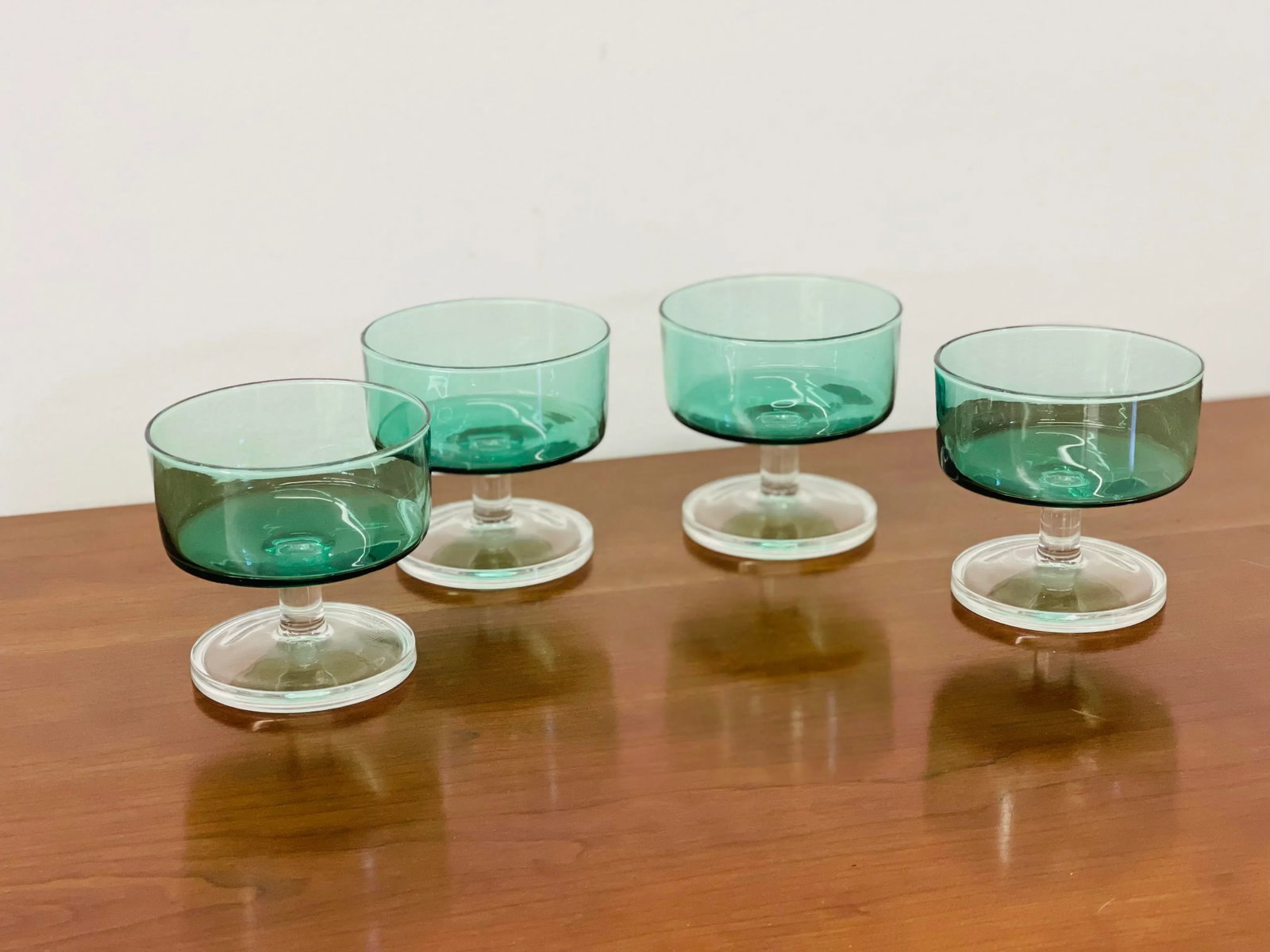 Vintage Mid-Century Modern French Cristal D'Arques Cavalier Green Champagne Coupes - Set of 4 - 4