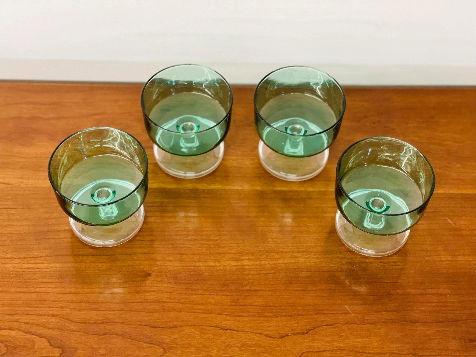 Vintage Mid-Century Modern French Cristal D'Arques Cavalier Green Champagne Coupes - Set of 4 - 5