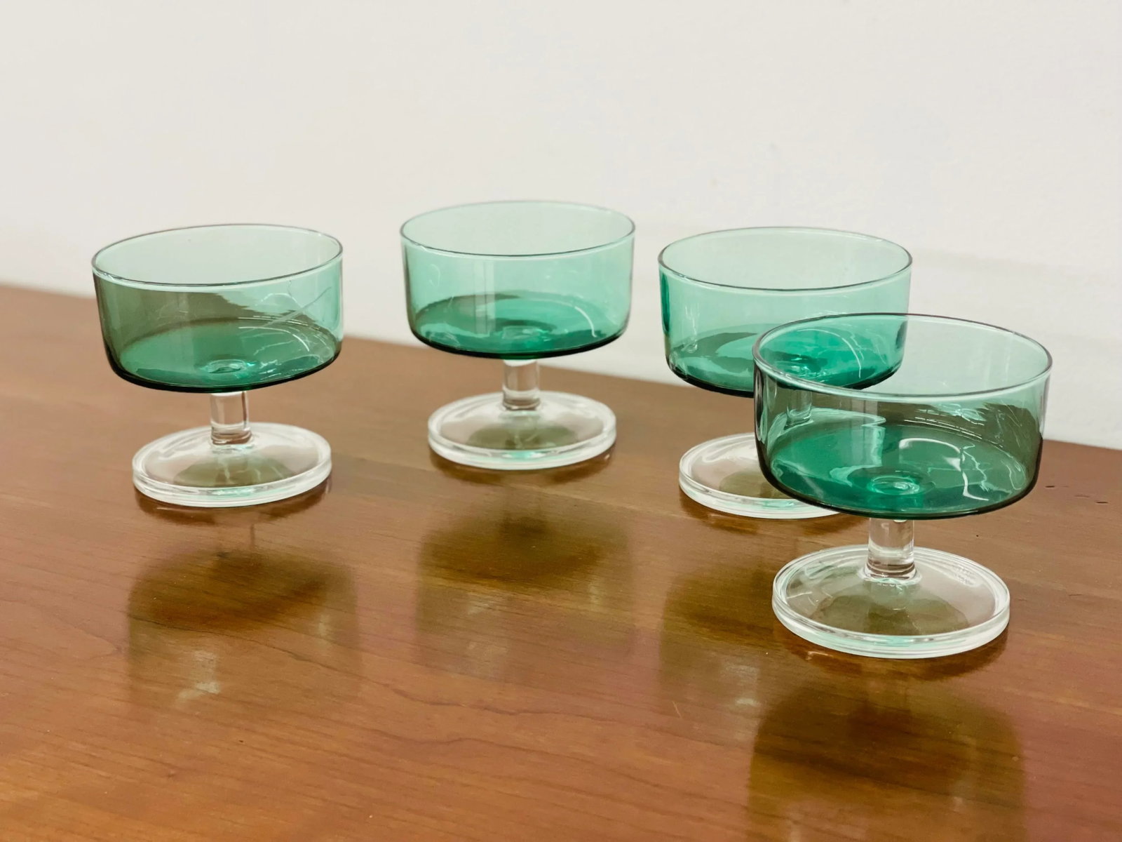 Vintage Mid-Century Modern French Cristal D'Arques Cavalier Green Champagne Coupes - Set of 4 - 6