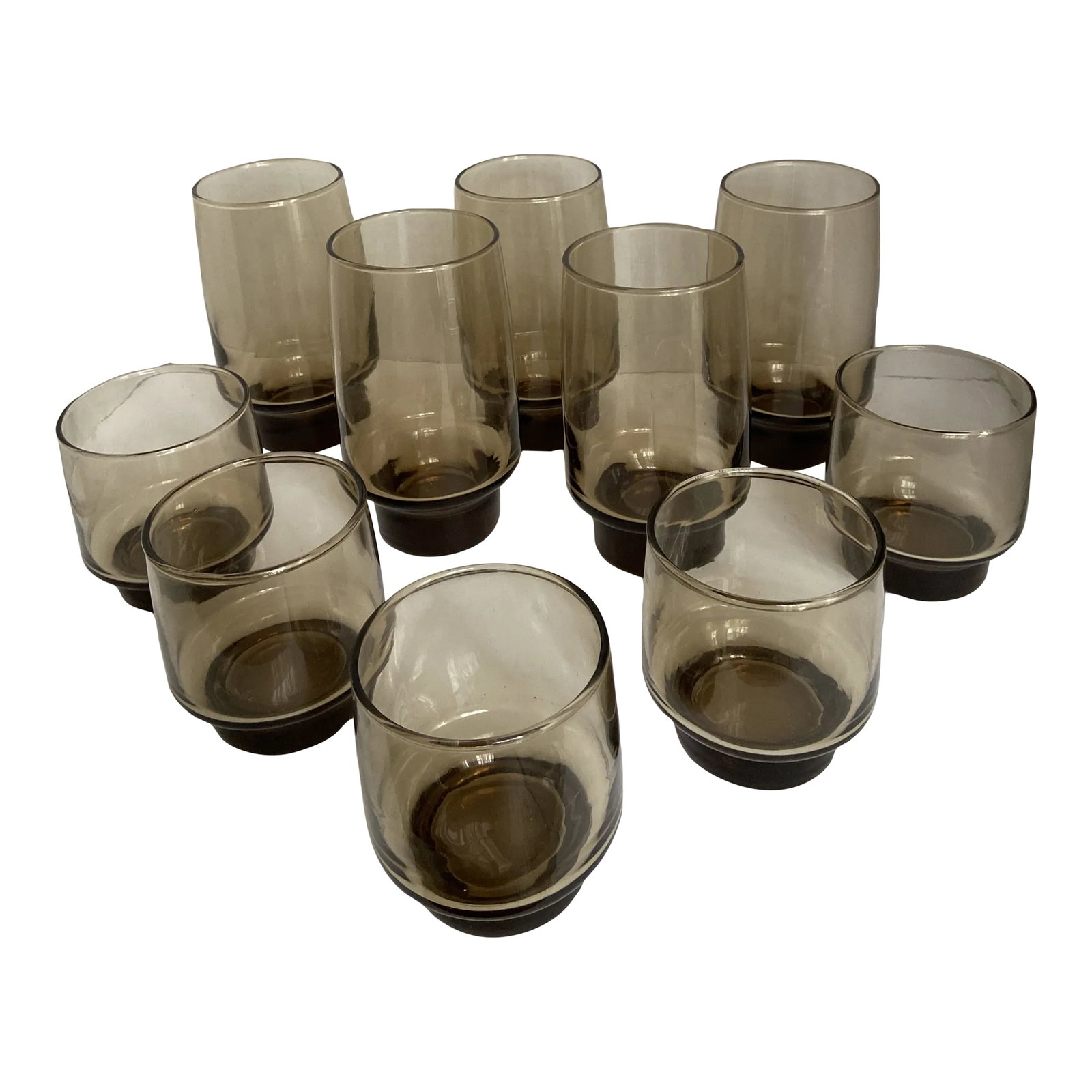 Vintage Libbey Drinking Glasses Tawny Brown Tumbler & Glass Rock Barware Set- 10 Pieces (1 of 5)