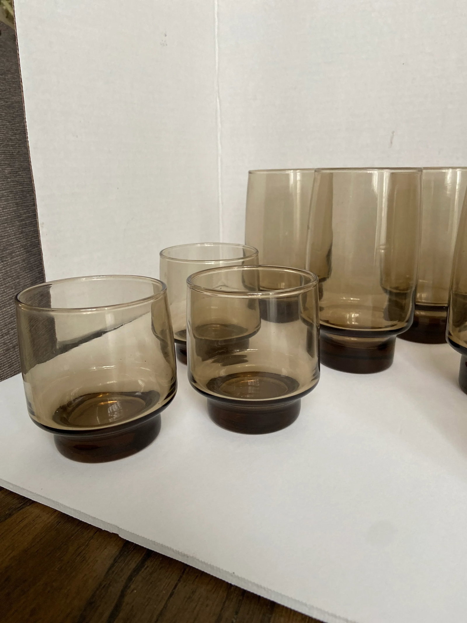 Vintage Libbey Drinking Glasses Tawny Brown Tumbler & Glass Rock Barware Set- 10 Pieces - 2
