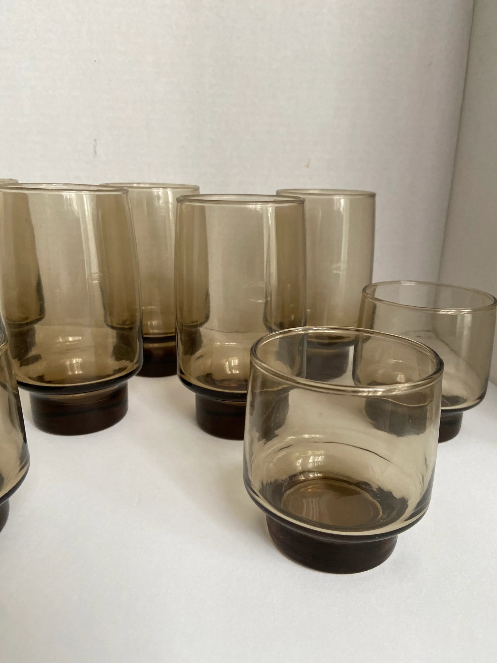 Vintage Libbey Drinking Glasses Tawny Brown Tumbler & Glass Rock Barware Set- 10 Pieces - 3