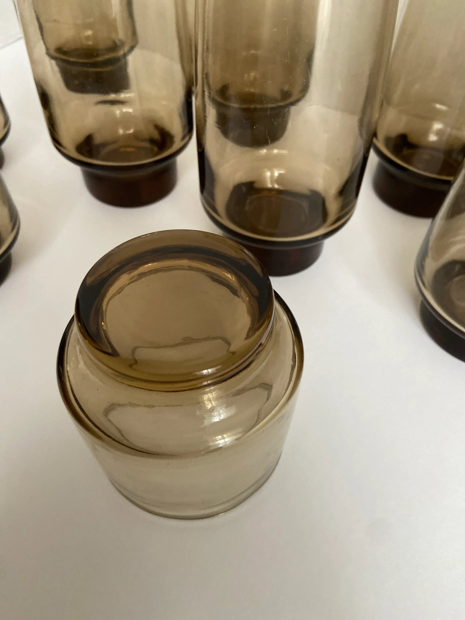 Vintage Libbey Drinking Glasses Tawny Brown Tumbler & Glass Rock Barware Set- 10 Pieces - 4