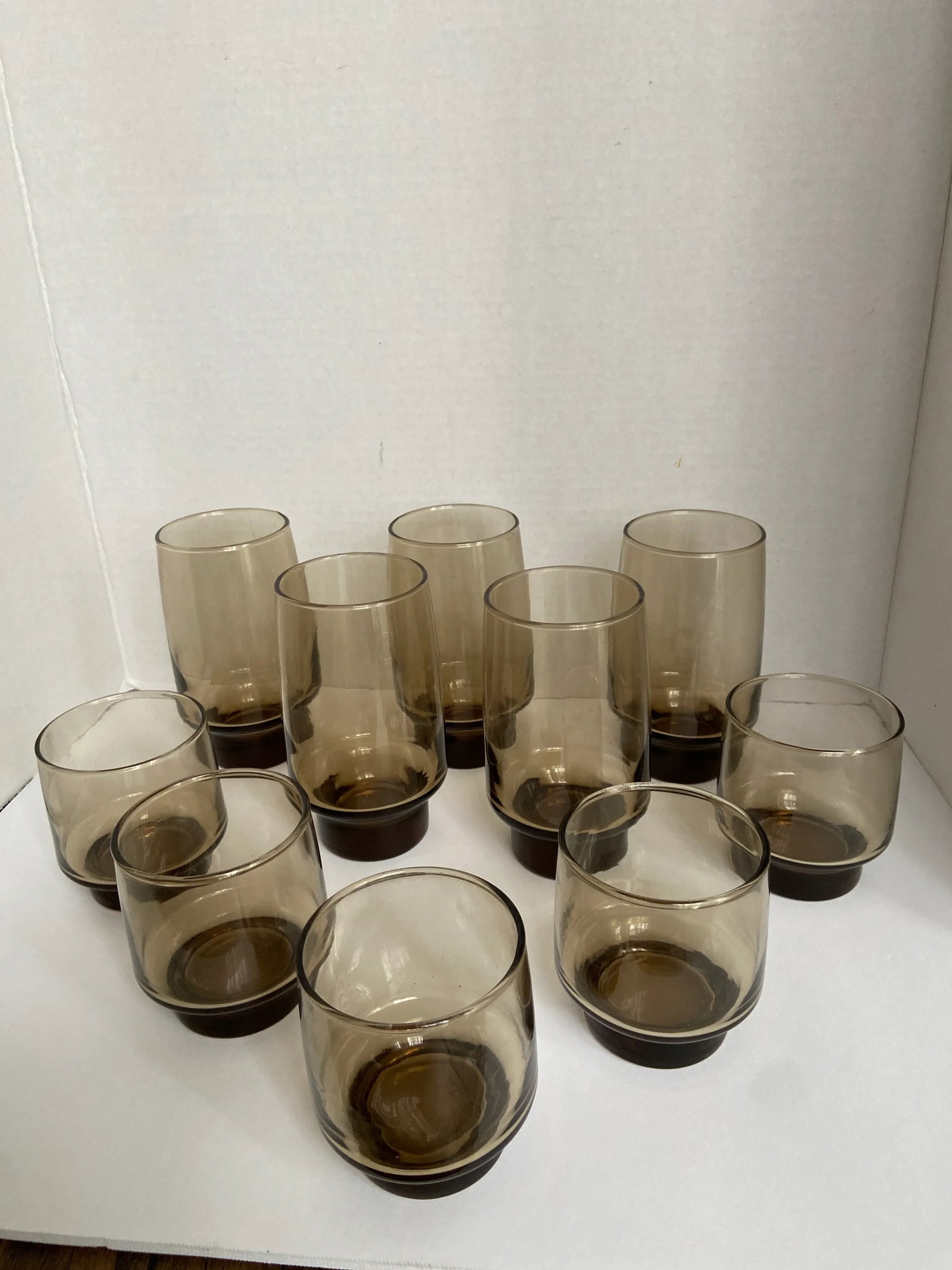 Vintage Libbey Drinking Glasses Tawny Brown Tumbler & Glass Rock Barware Set- 10 Pieces - 5