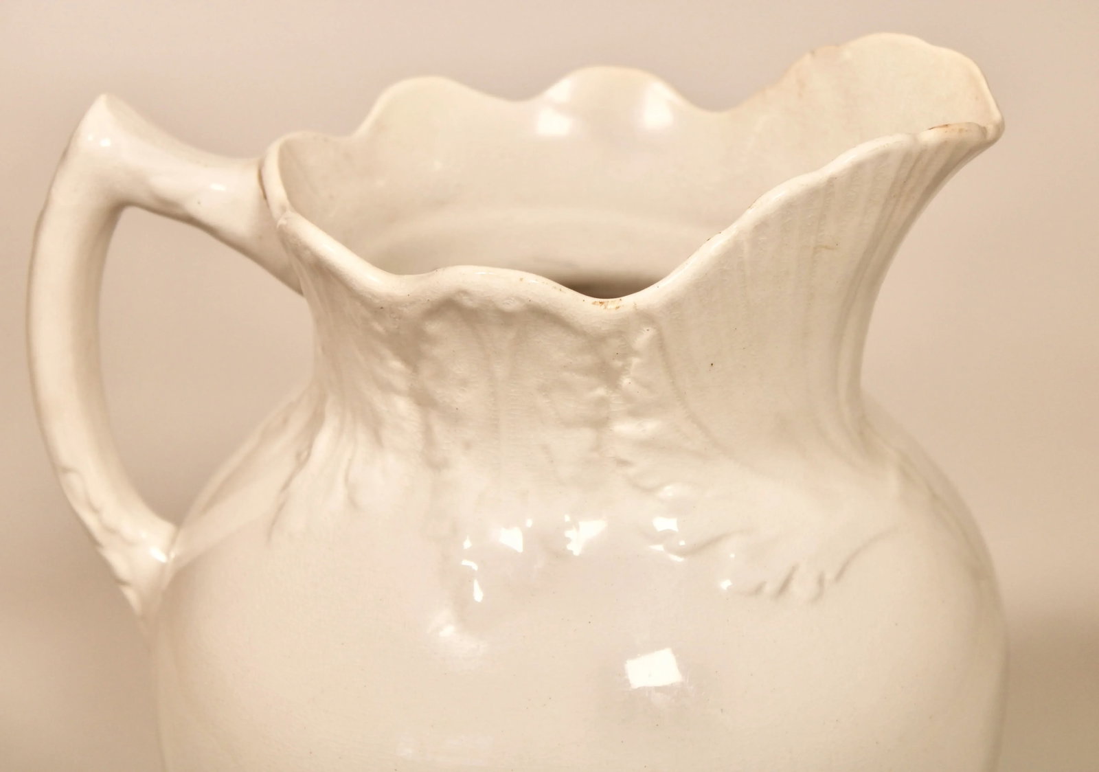Vintage English White Ironstone Ceramic Pitcher - 8