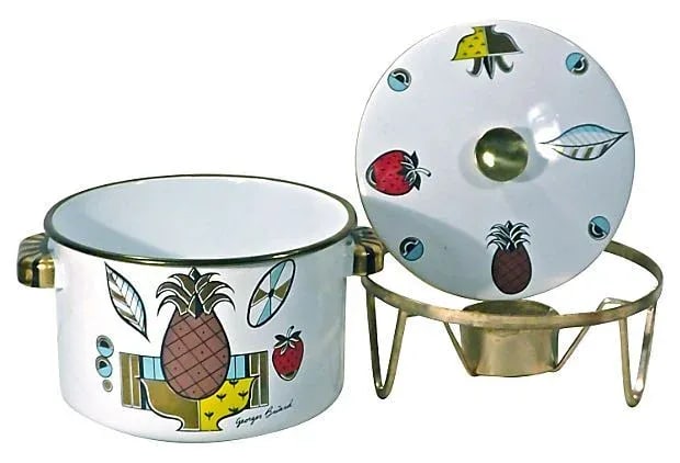 Enamel Mid-Century Modern Dish Warmer - 2