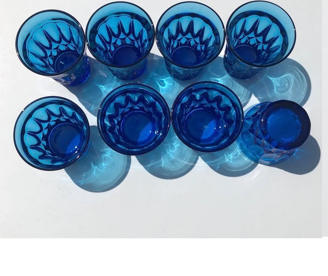 1970s Brilliant Blue Drinking Glasses Set- 8 Pieces - 3