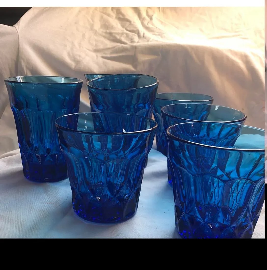 1970s Brilliant Blue Drinking Glasses Set- 8 Pieces - 6