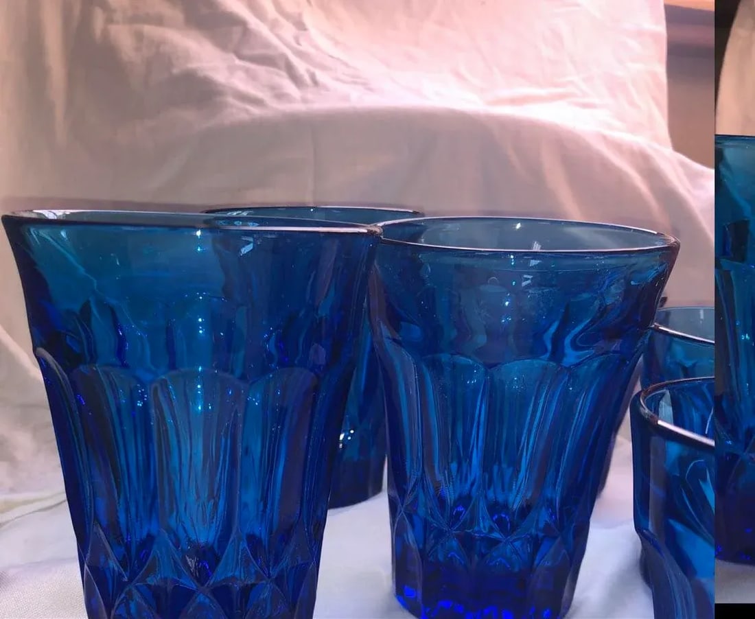 1970s Brilliant Blue Drinking Glasses Set- 8 Pieces - 7