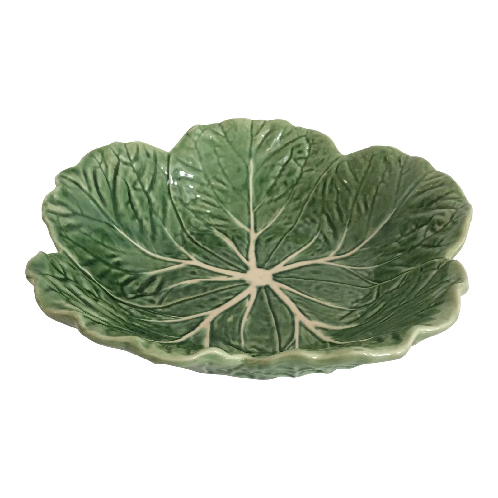 Contemporary Bordallo Pinheiro Salad Serving Bowl: This nature inspired cabbage design and Dodie Thayer reminiscent serving bowl is a Bordallo Pinheiro creation. Since 1884 the Portuguese company Bordallo Pinheiro has been producing richly detailed,