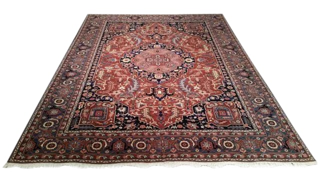 Traditional Hand Made Knotted Rug - 9x12: Infuse a touch of beauty to high-traffic areas of your home with this durable traditional romania rug in colors of pink, blue, white. The rug is made of 100-percent wool handmade, making it durable ag