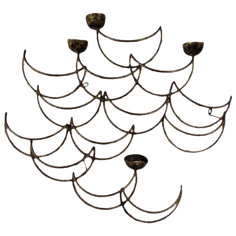 Curtis Jere Mid-Century Sculptural Candle Wall Sconce: Vintage-modern sculptural brass wall sconce signed C-Jere, circa 1960s. Wear consistent with age and use with minor scratches and scuffs. Condition: Condition Notes: Good - Moderate wear and tear,