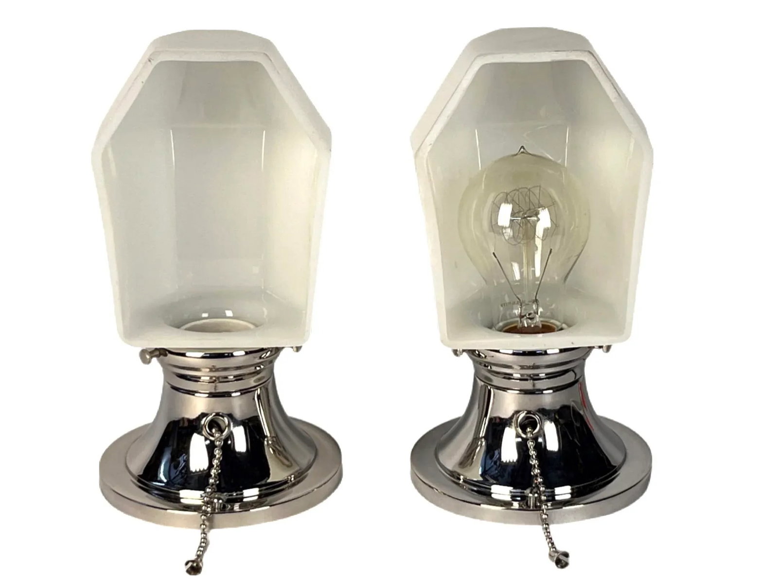 1930s Chrome Art Deco Bath Sconces - a Pair - 2