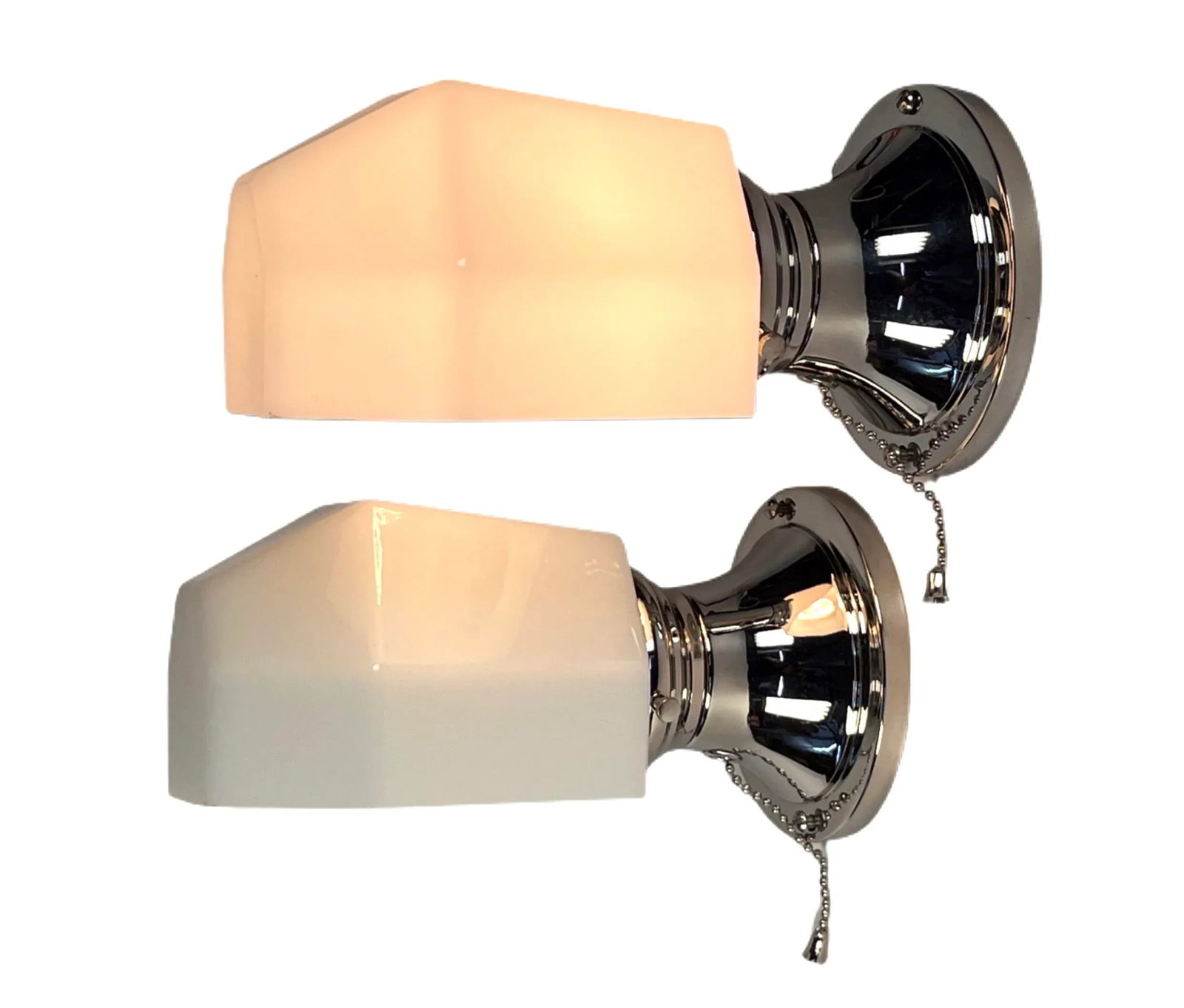 1930s Chrome Art Deco Bath Sconces - a Pair - 4
