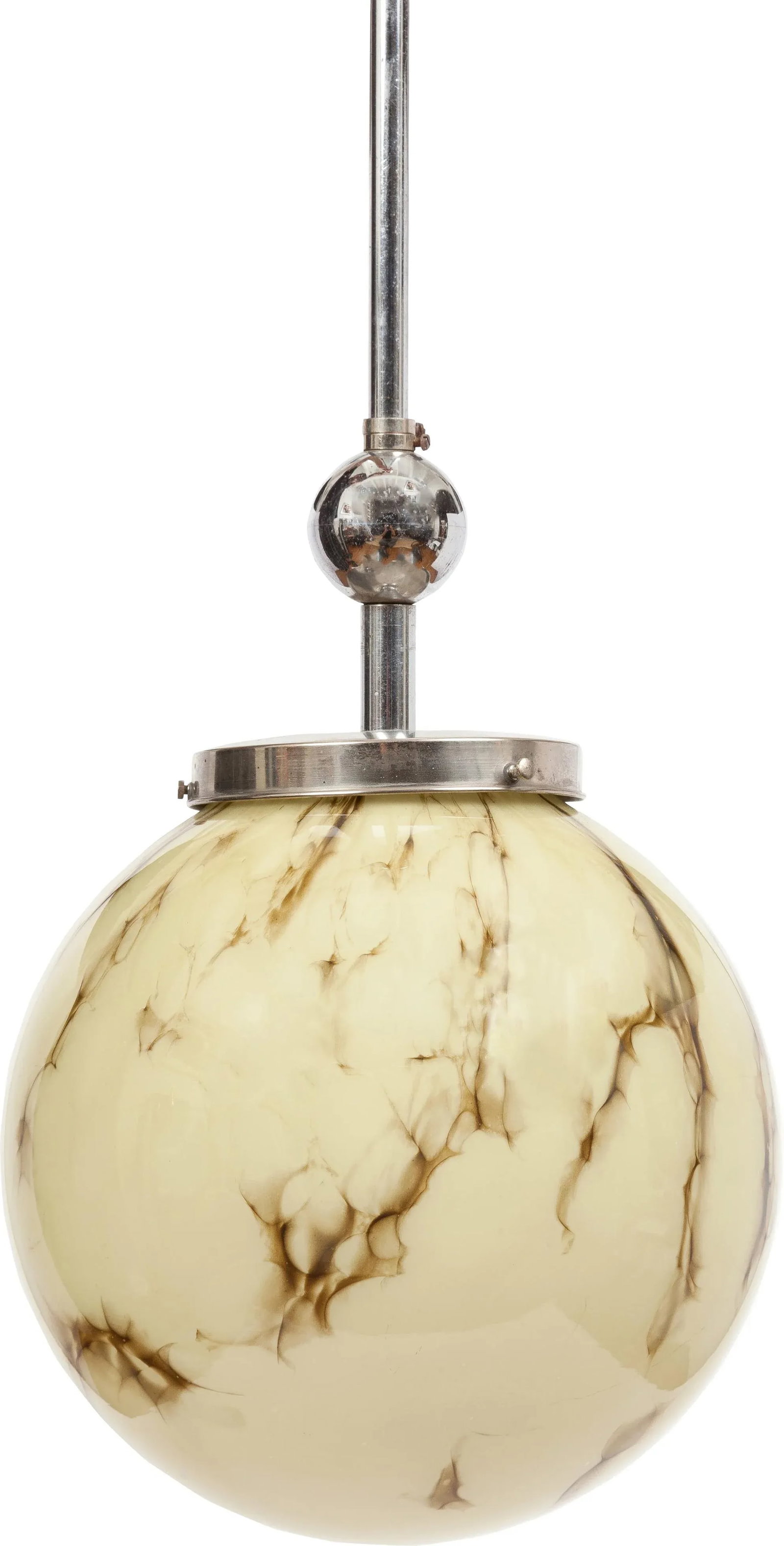1960s Italian Marbled Glass and Chrome Pendant Lamp - 2