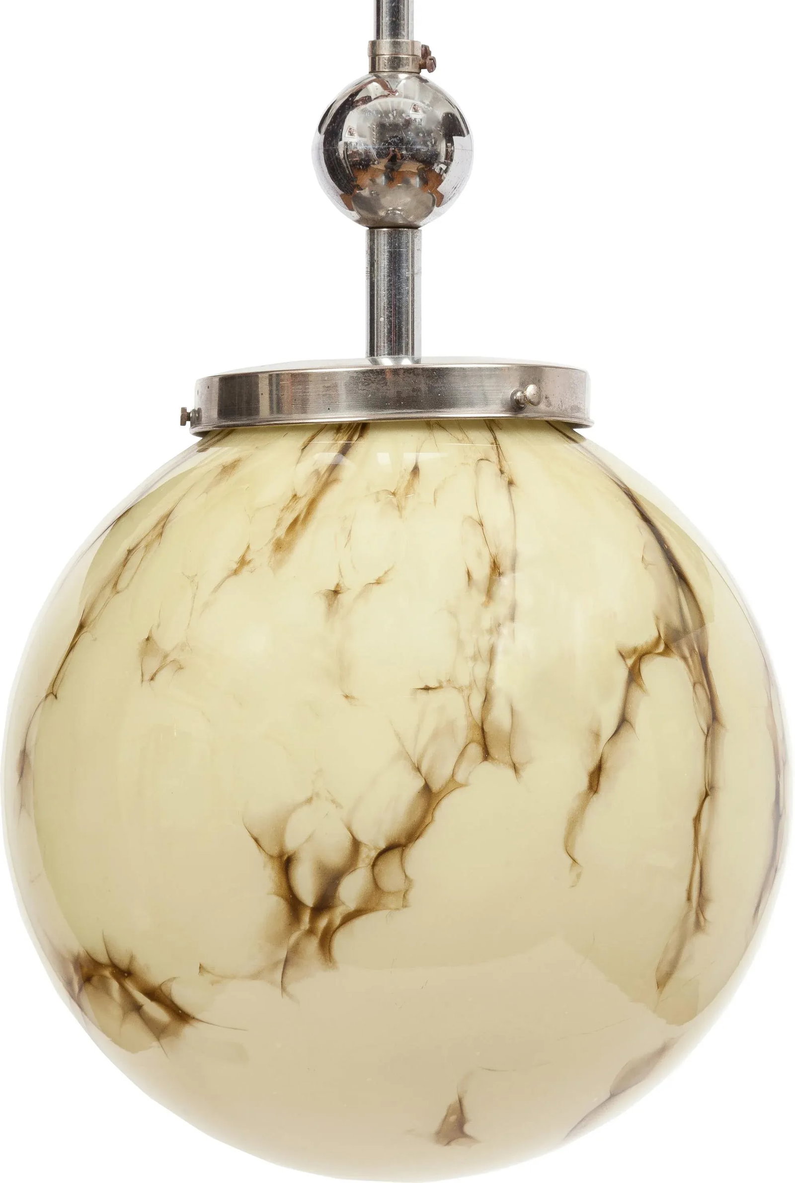 1960s Italian Marbled Glass and Chrome Pendant Lamp - 3