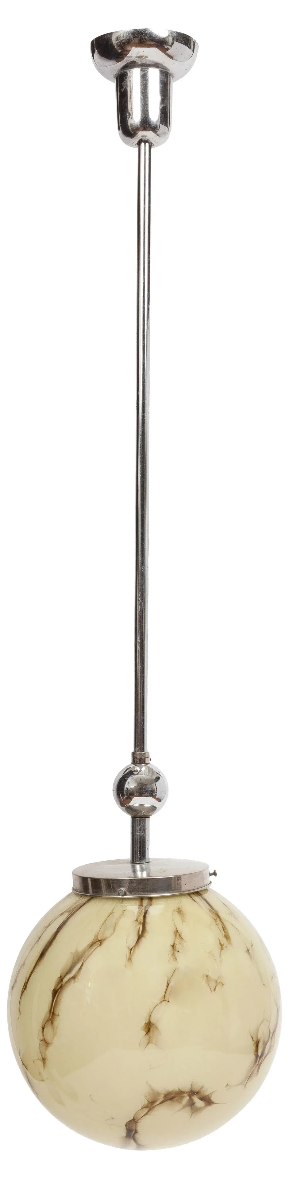1960s Italian Marbled Glass and Chrome Pendant Lamp - 4