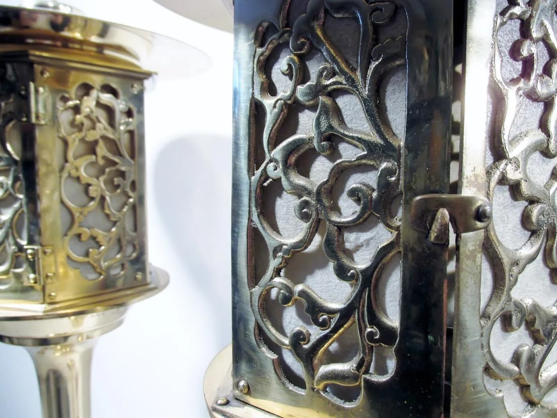 Japanese Brass Lantern Lamps - A Pair - 6