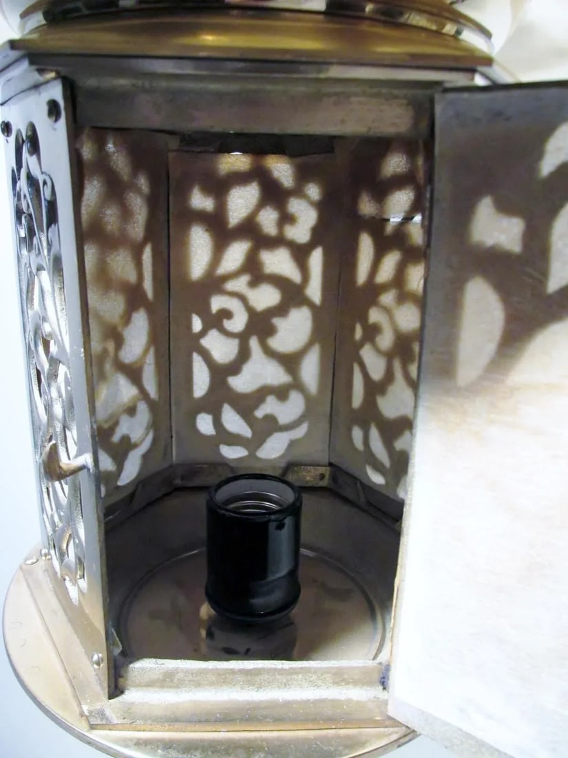 Japanese Brass Lantern Lamps - A Pair - 7
