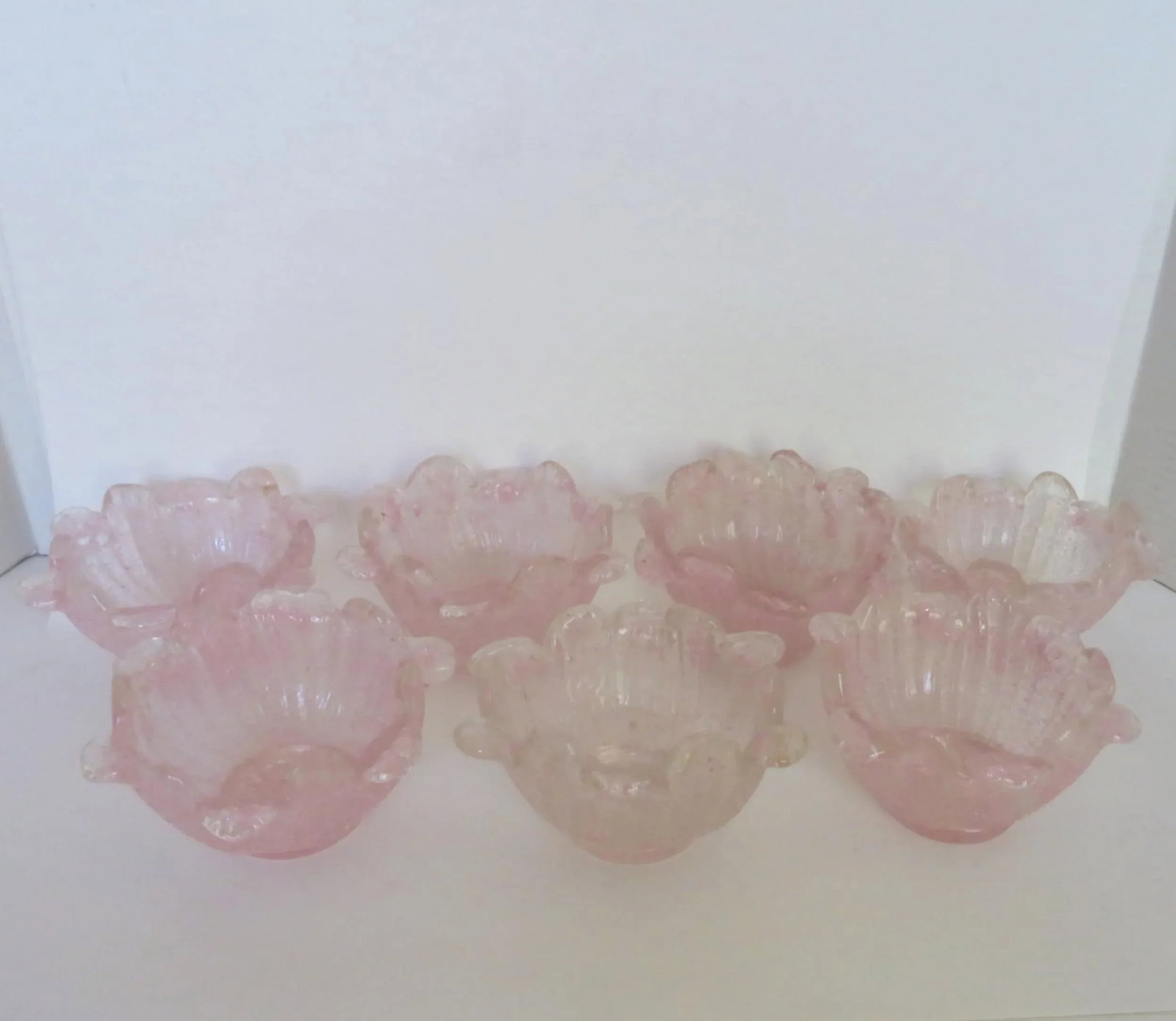 Fratelli Toso Murano Pink Bowls & Plates, Set of 7 - 4