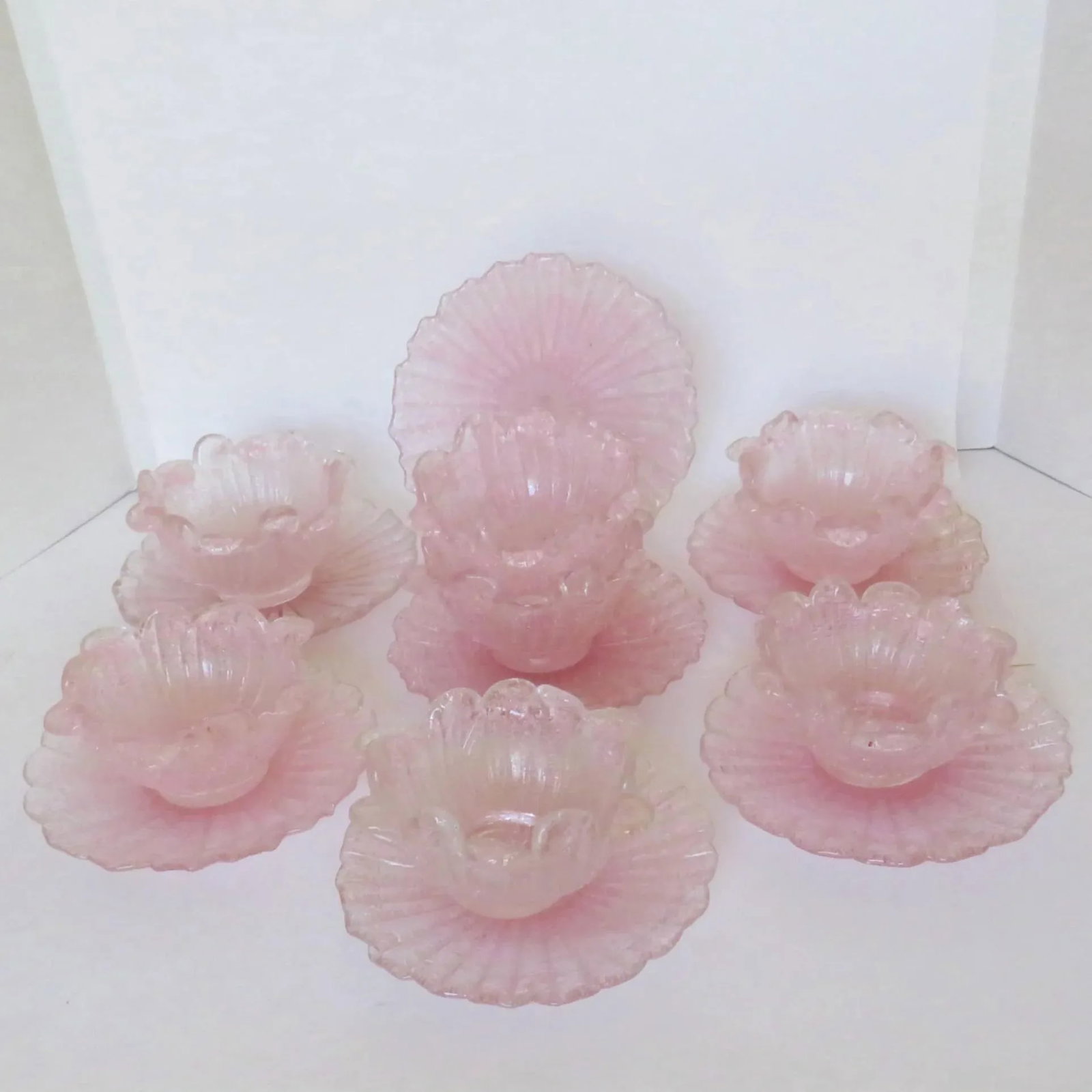 Fratelli Toso Murano Pink Bowls & Plates, Set of 7 - 6