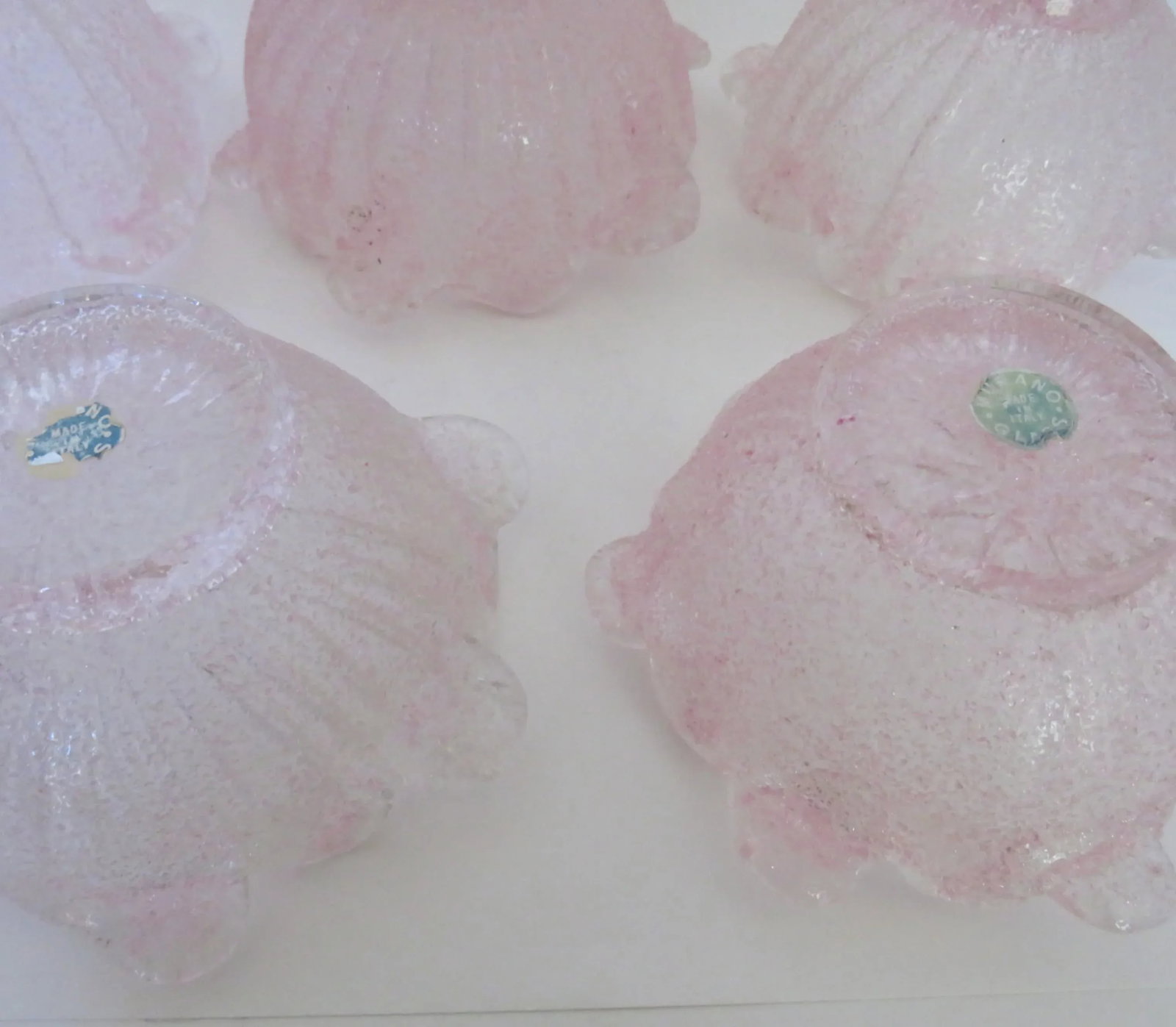 Fratelli Toso Murano Pink Bowls & Plates, Set of 7 - 9