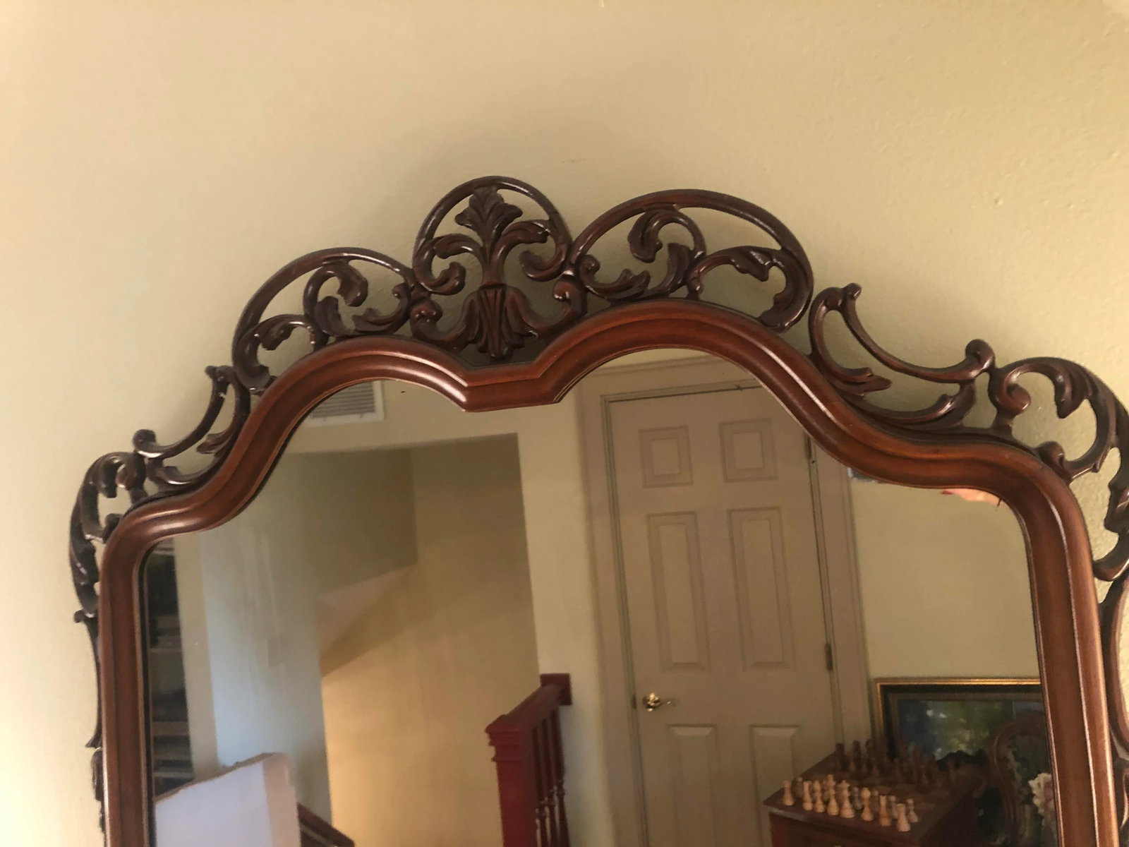 Vintage 1940's Mahogany Shield Mirror - 3