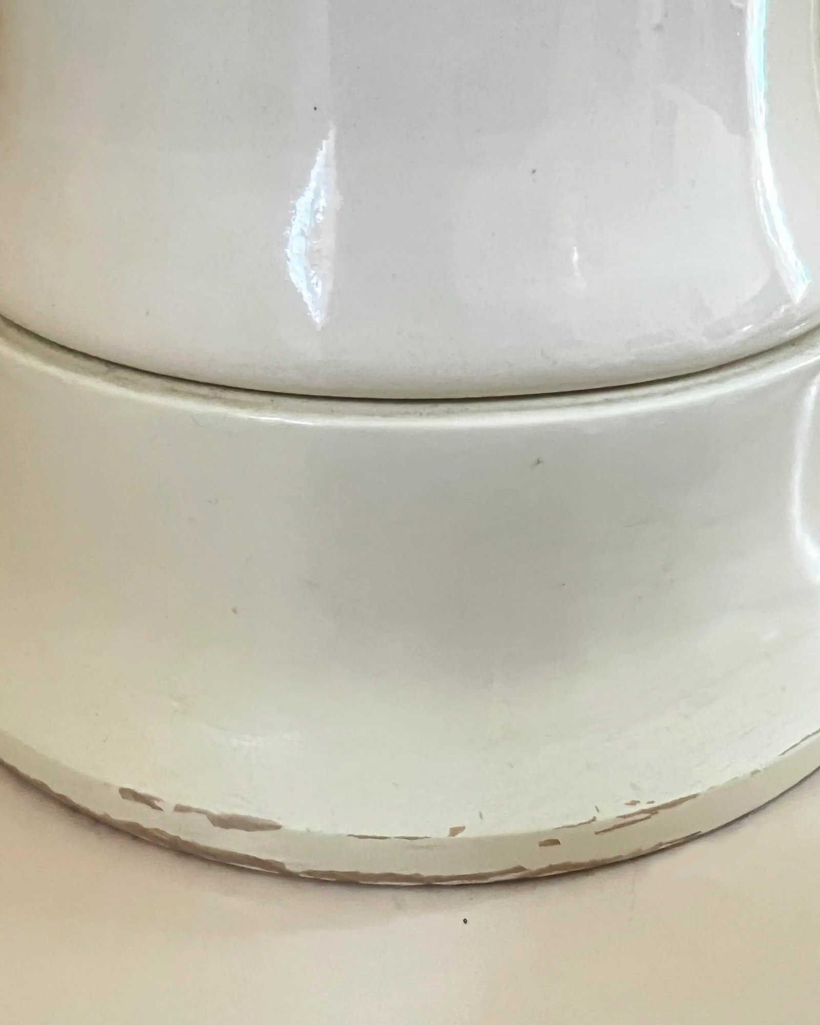 1940's Large-Scale Ceramic Urn Lamps in Eggshell White With Chartreuse Accented Empire Shades - a Pa - 6