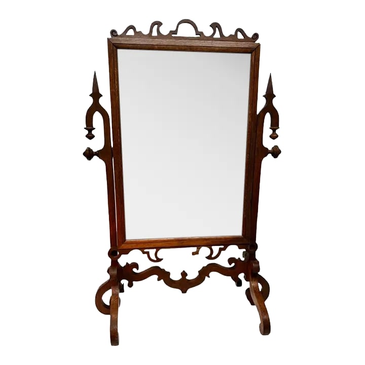 English Oak Floor Standing Dressing Mirror (1 of 9)