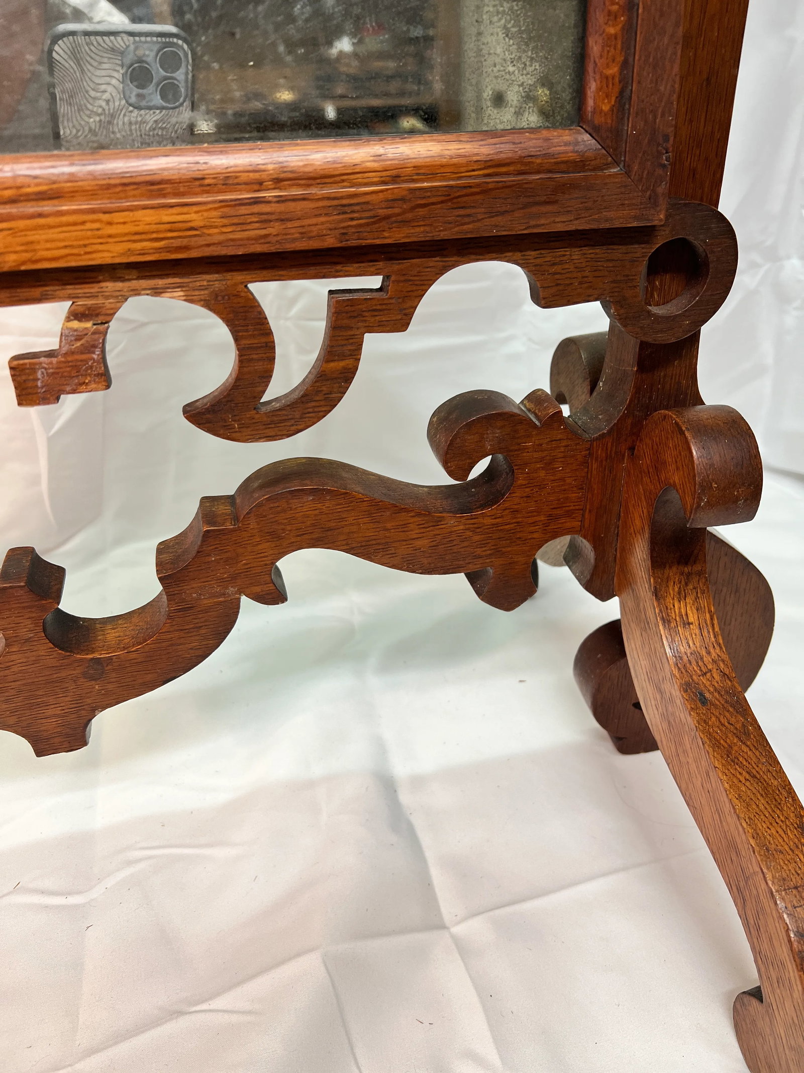 English Oak Floor Standing Dressing Mirror - 6