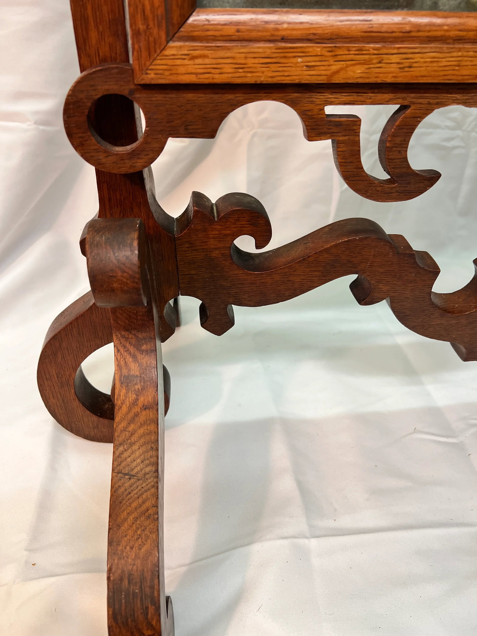English Oak Floor Standing Dressing Mirror - 7