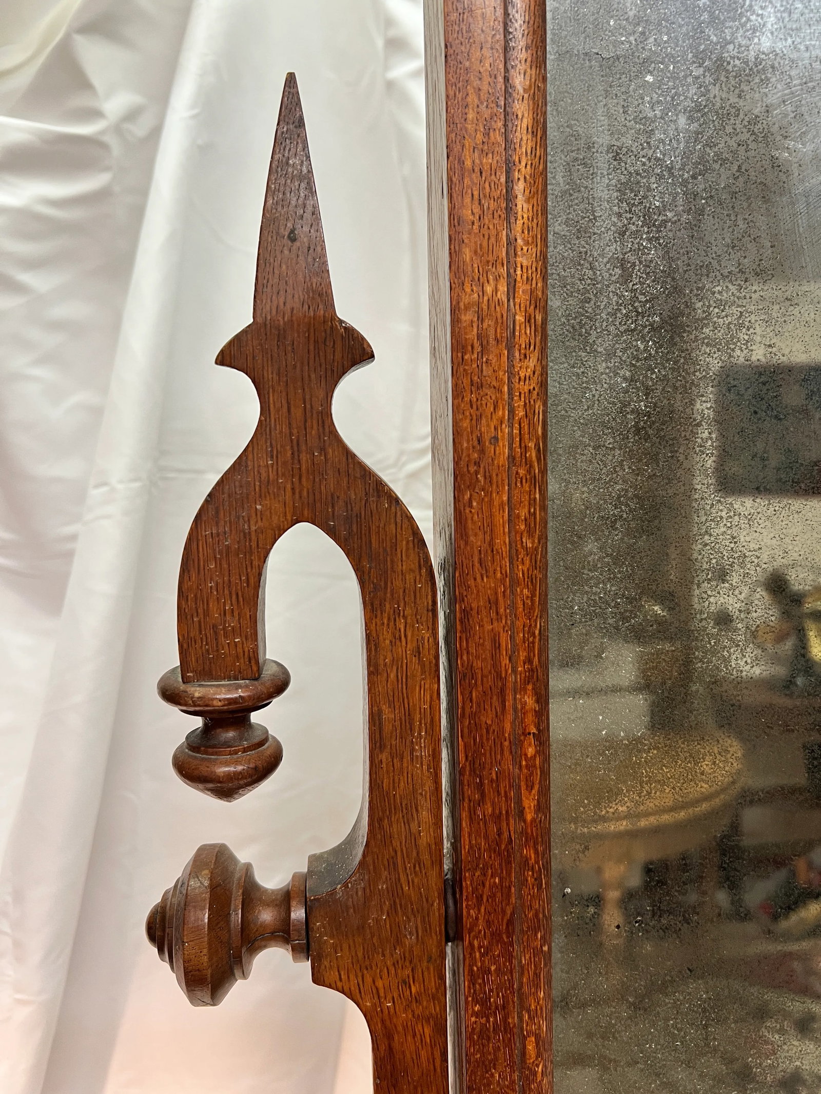English Oak Floor Standing Dressing Mirror - 8