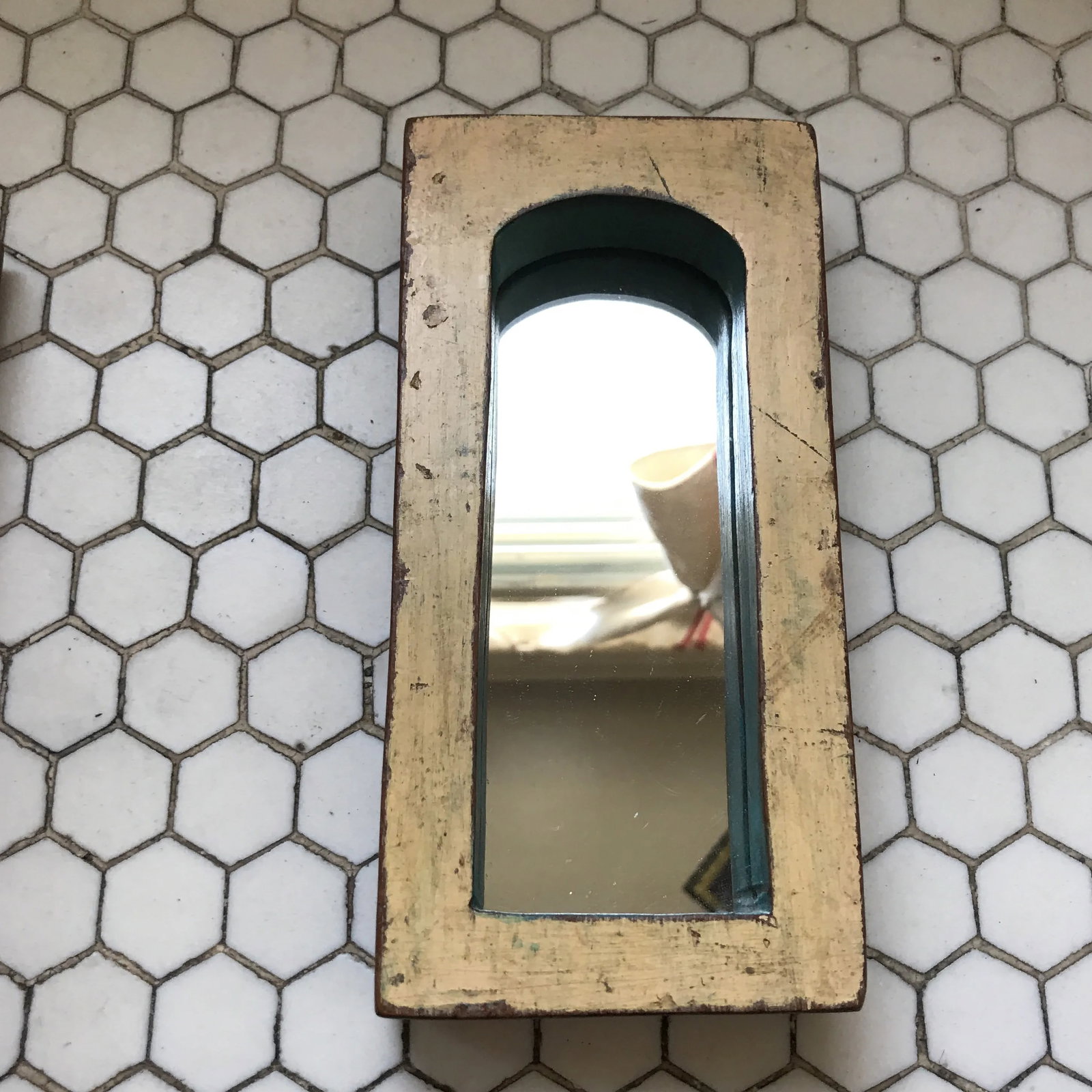 Vintage Indian Archway Painted Teak Mirrors - A Pair - 4