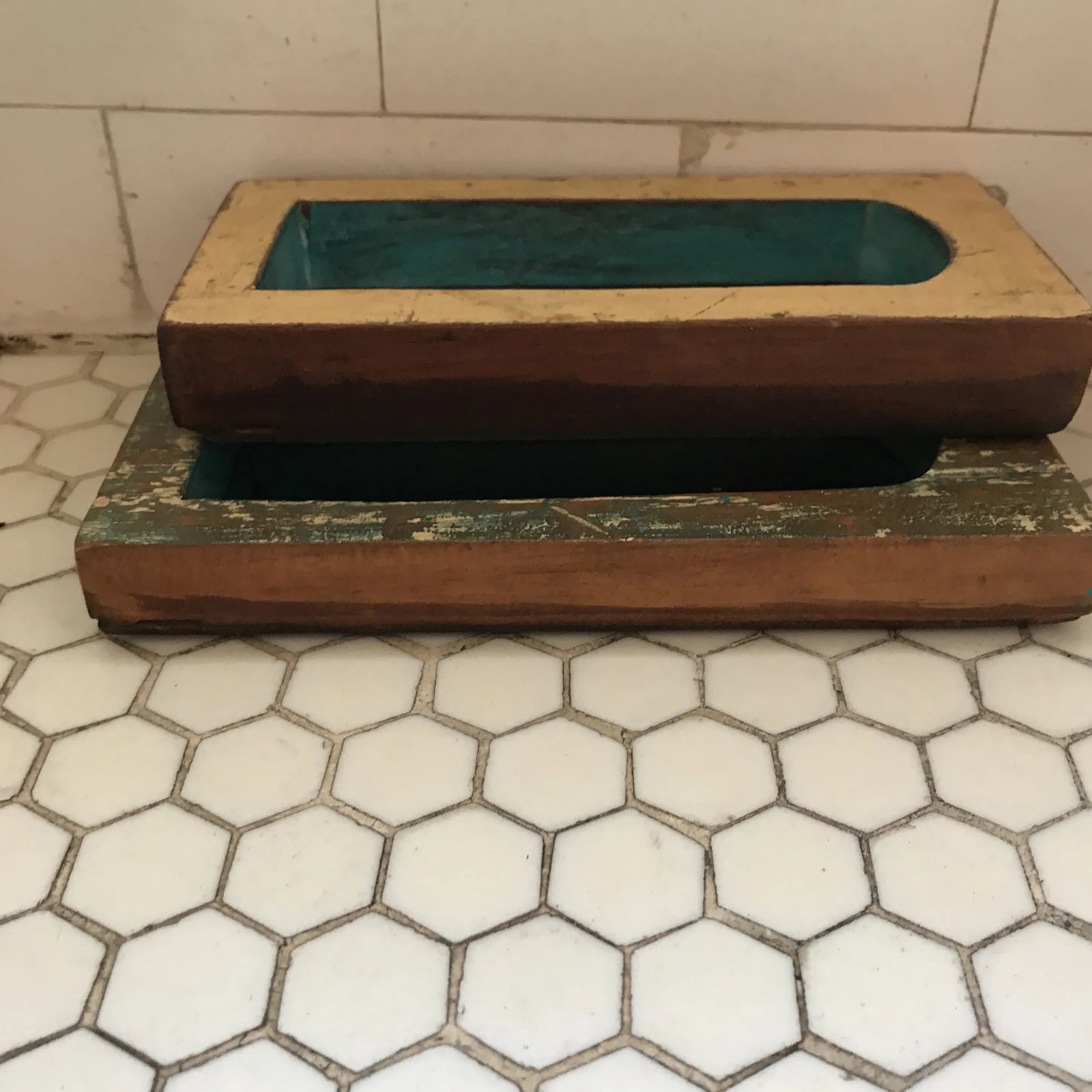Vintage Indian Archway Painted Teak Mirrors - A Pair - 6