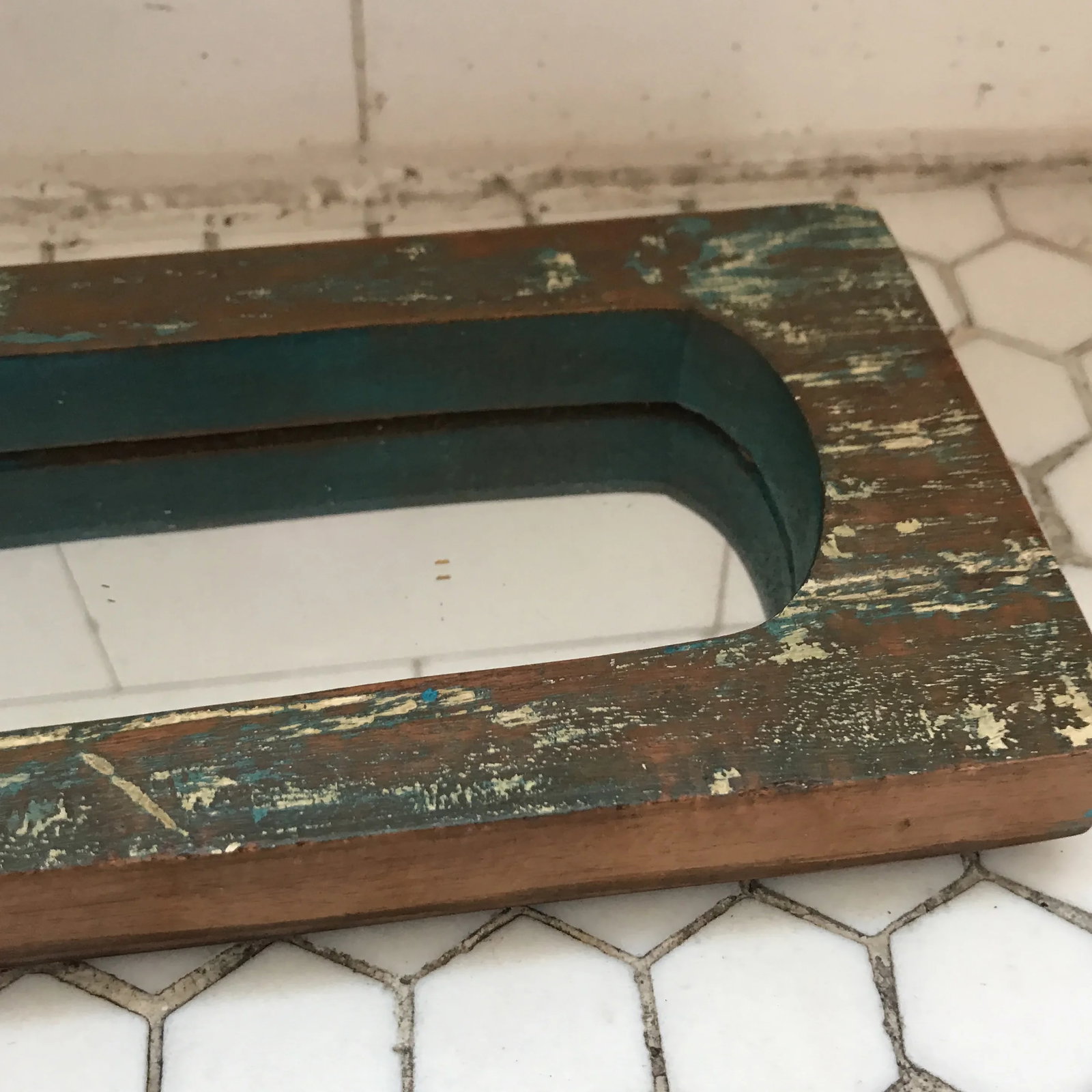 Vintage Indian Archway Painted Teak Mirrors - A Pair - 8
