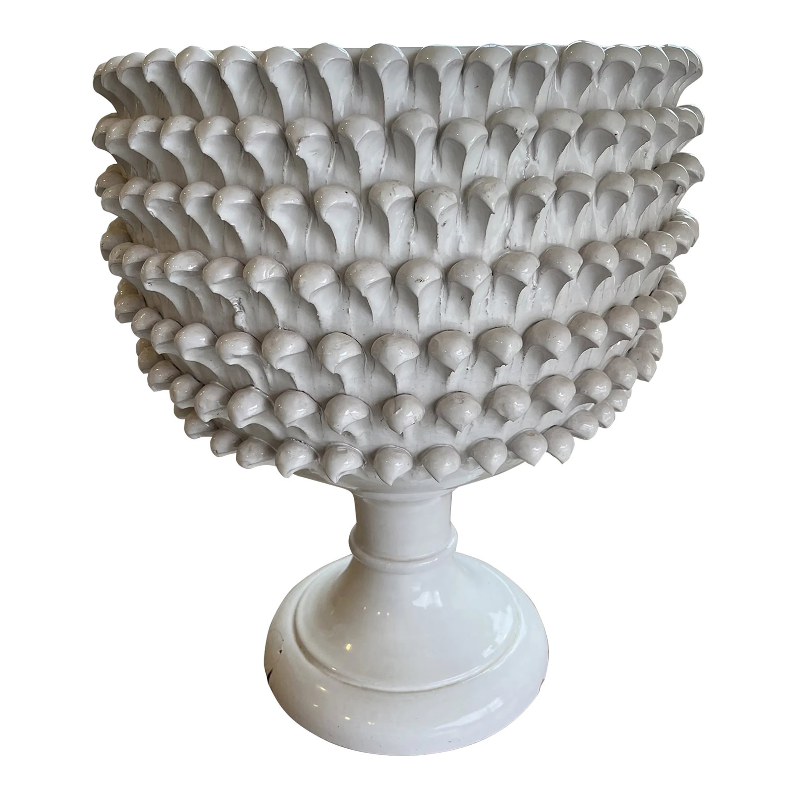 Vintage White Pinecone Pottery Planter (1 of 10)