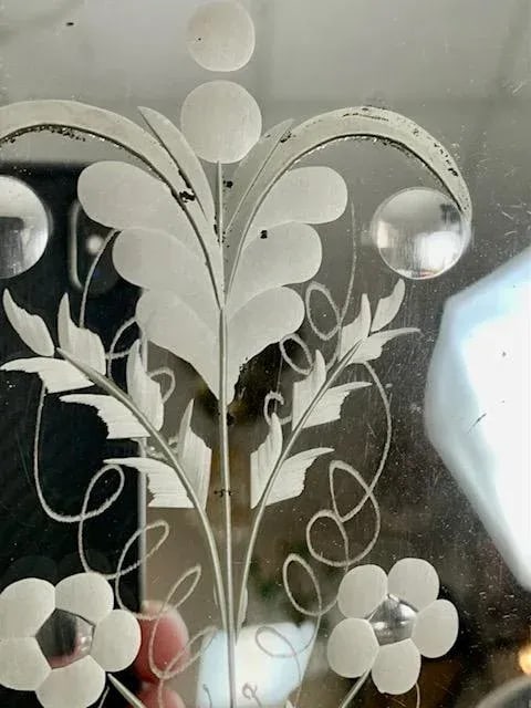 Vintage 1920 Etched Carved Mirror Sconces - 10