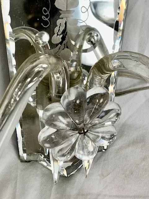 Vintage 1920 Etched Carved Mirror Sconces - 5