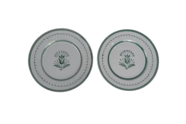 Green Thistle Dinner Plates, Arabia of Finland - Set of 14 - 2
