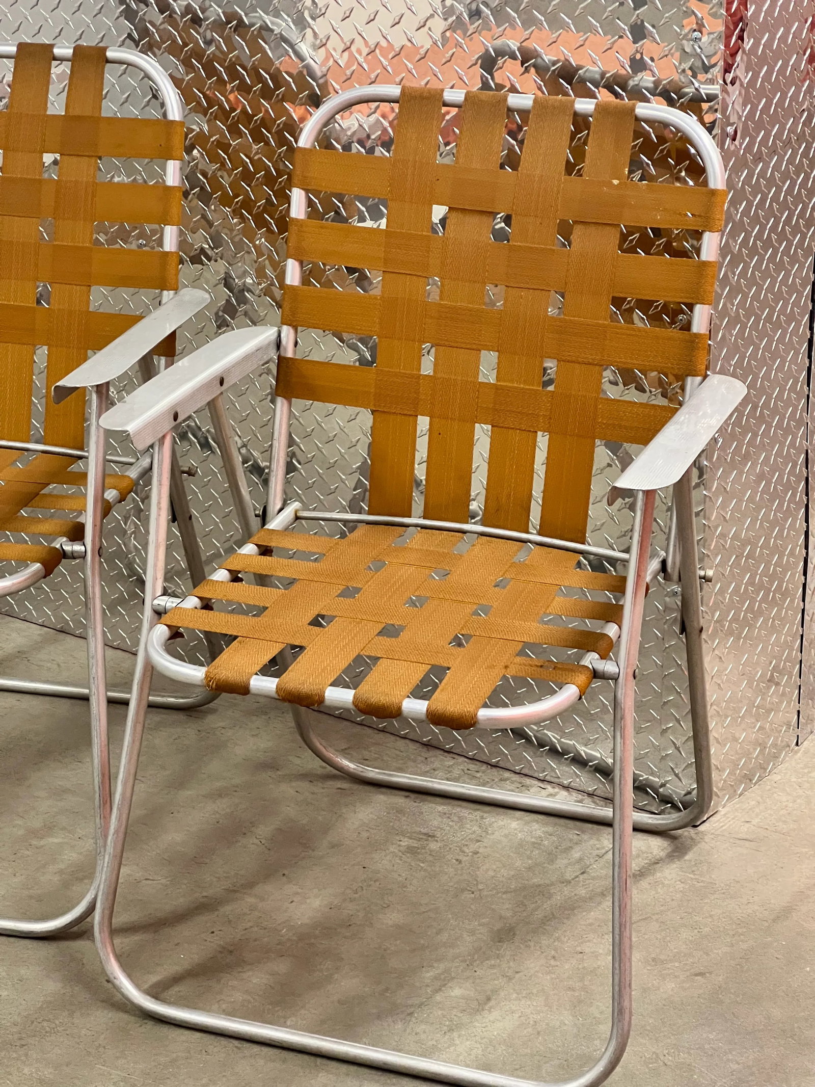 Vintage Aluminum Strap Folding Chairs - Set of 4 - 11