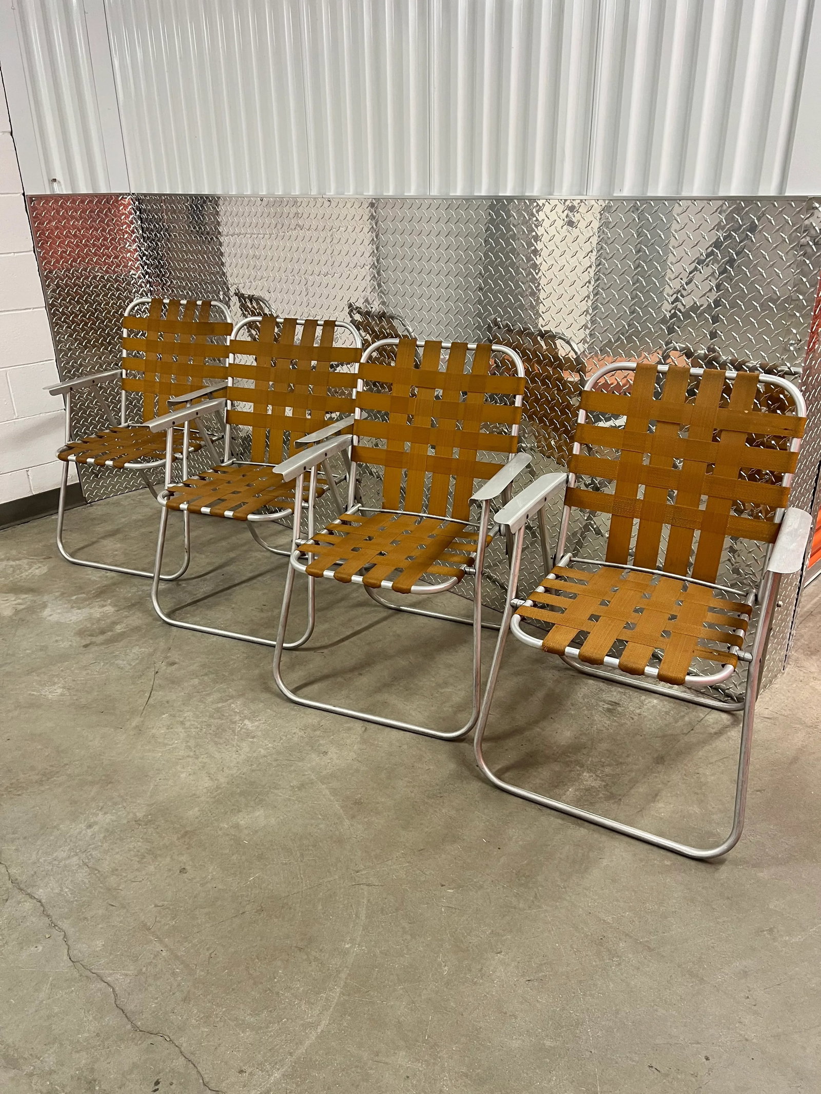Vintage Aluminum Strap Folding Chairs - Set of 4 - 2